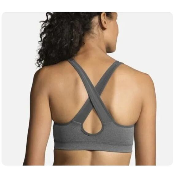 New NWT Brooks Uprise Crossback Sports Bra Heather Asphalt XL A/B Cup - Picture 3 of 8